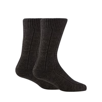 Maine New England Pack of two grey merino wool blend short socks